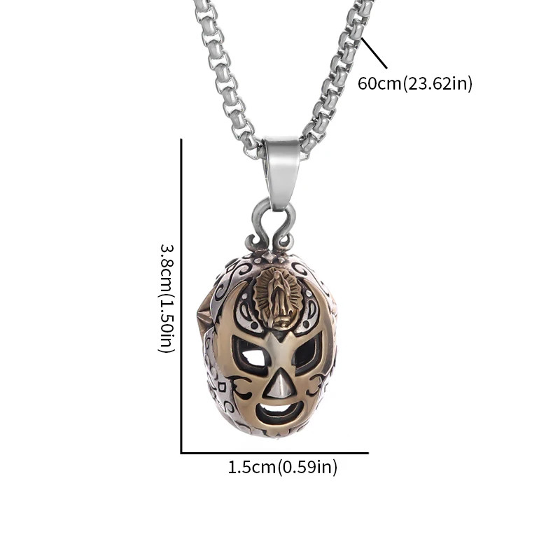 Lucha Libre Wrestler Luchadores Mask Necklace Jewelry 2-Tone Sports Pendant
