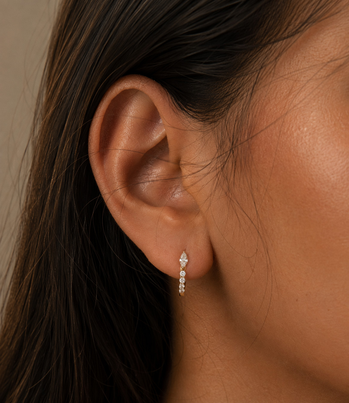 Gold plated Huggie hoop earrings Cubic Zirconia everyday jewelry for women
