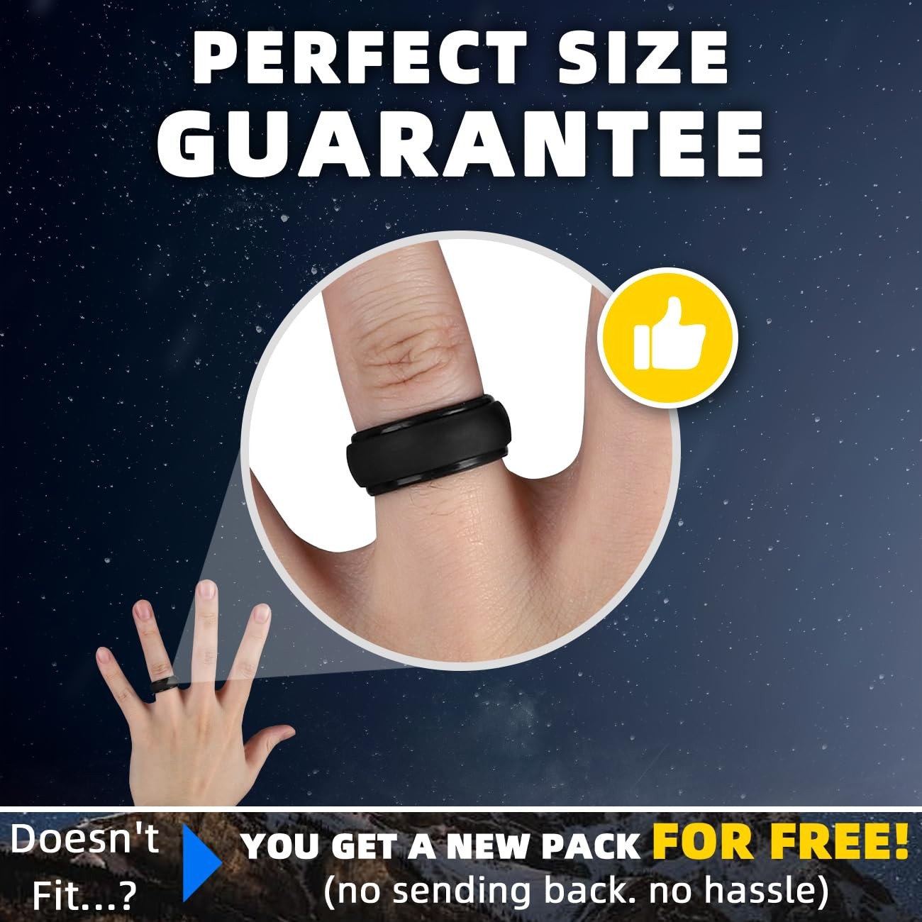 Egnaro Men’s Silicone Wedding Rings: 9.5-10, SETA-Black,Black,Black,Black