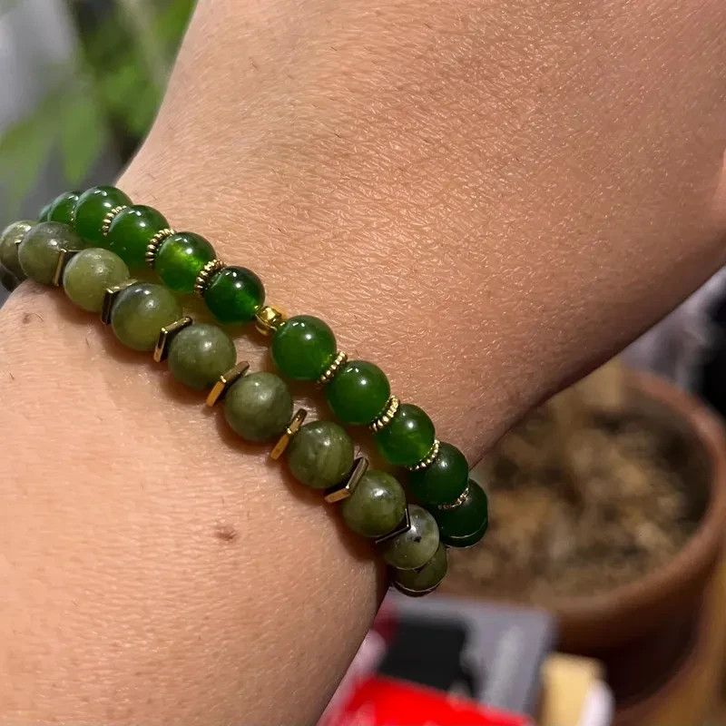Jade Gemstone Bead Abundance Money Bracelet 6mm Crystal Healing Good Luck Gifts
