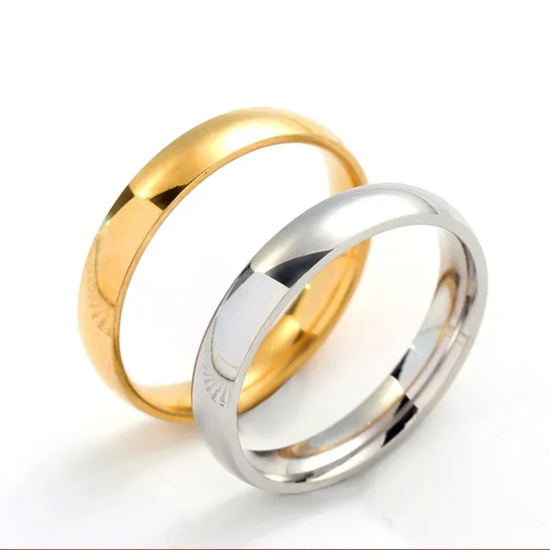 Stainless Steel Smooth Round Ring Women Classic Circular Band Adjustable Jewelry