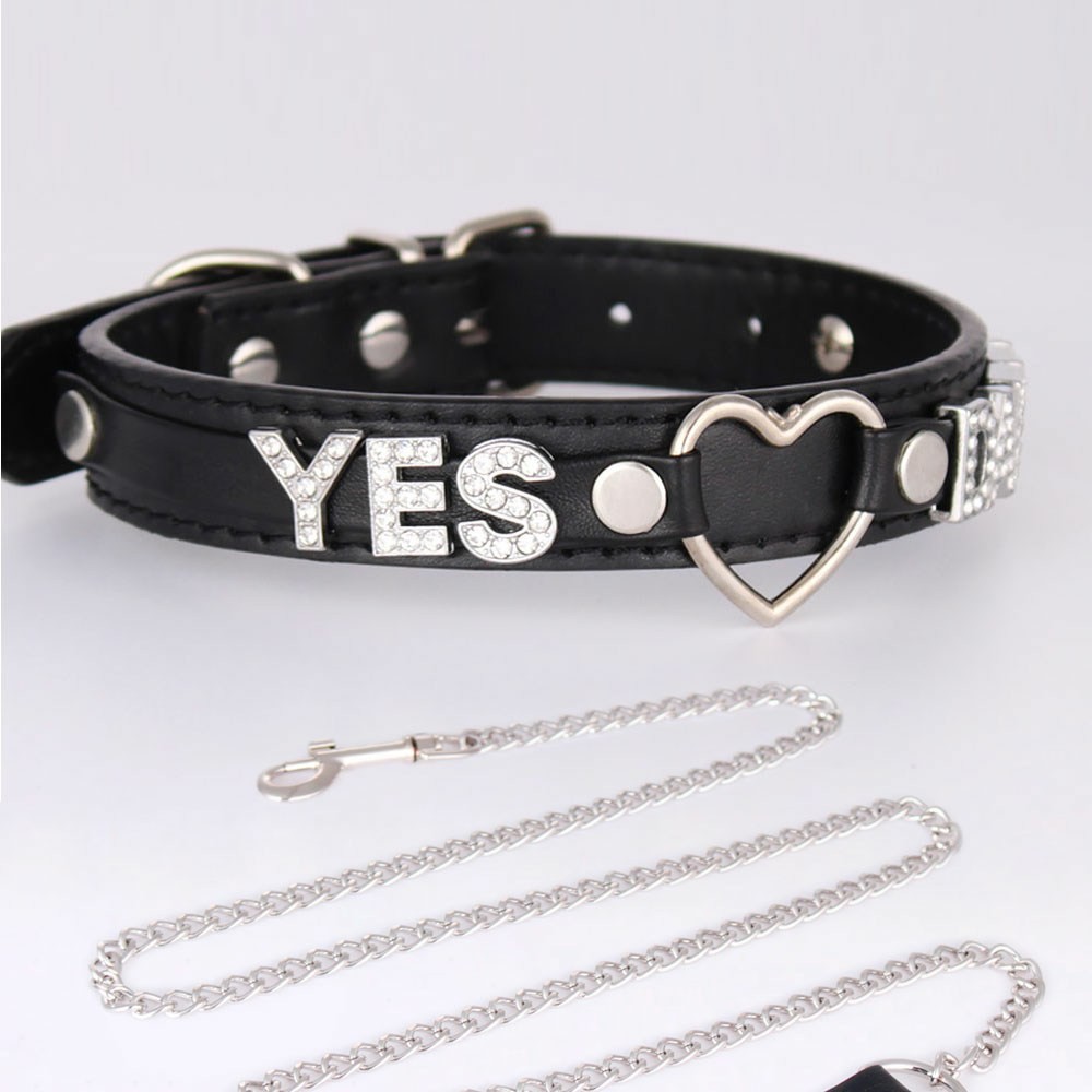 SEX WIFE Choker DIY BDSM Gift Necklace Heart Custom Collar Chain Metal Leash Q4