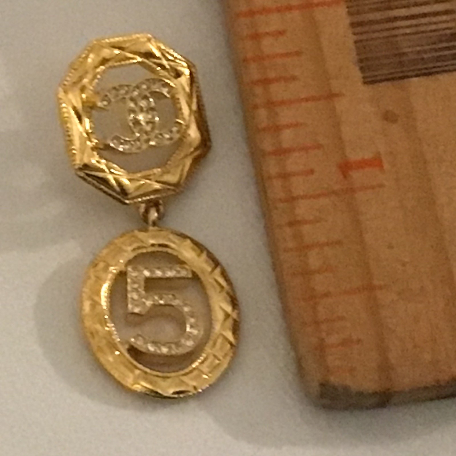 CHANEL – 24A Gold NO.5 Design Coco Mark Earrings