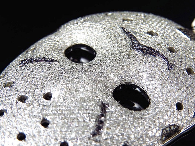 Big 35.50 Gm Solid 925 Silver Round CZ Friday13th Jason Mask Pendant 12.0Ct New*