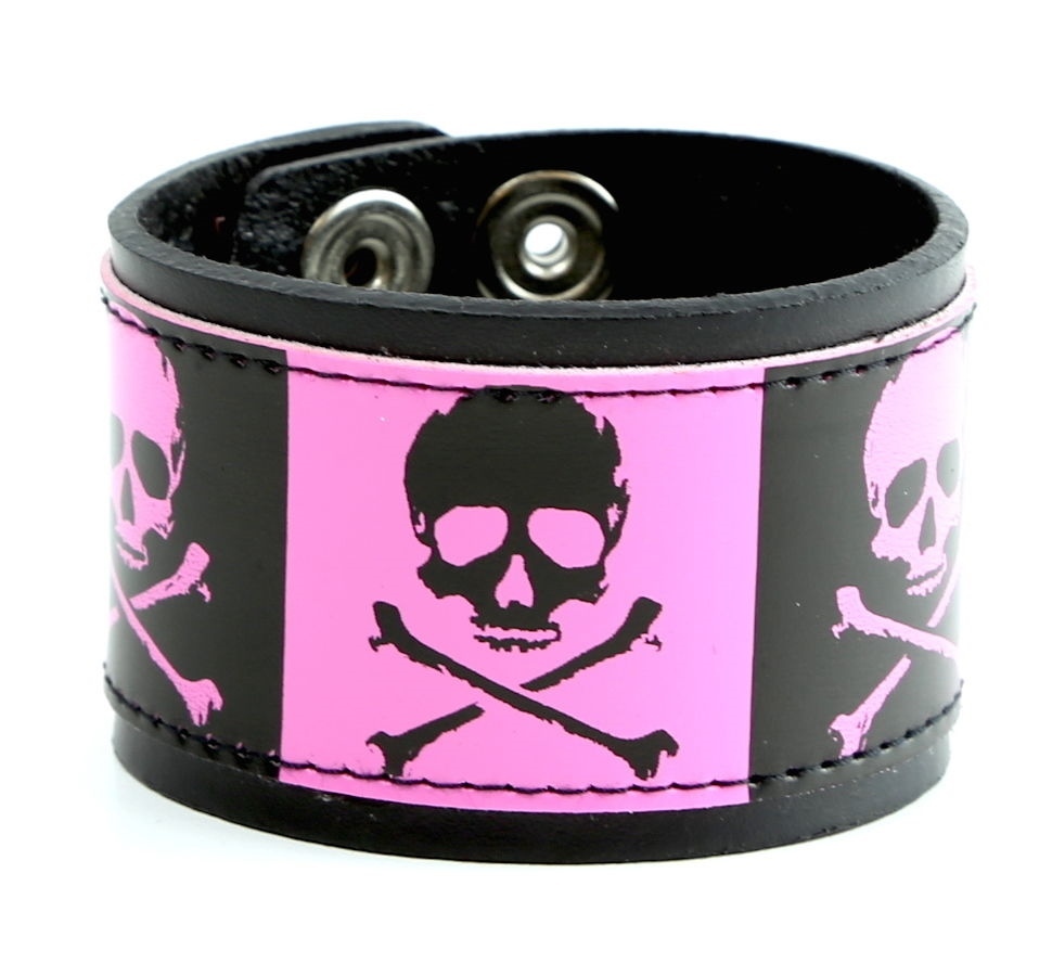 Skull Crossbone Punk goth Shiny Wristband Zombie Metal Rock