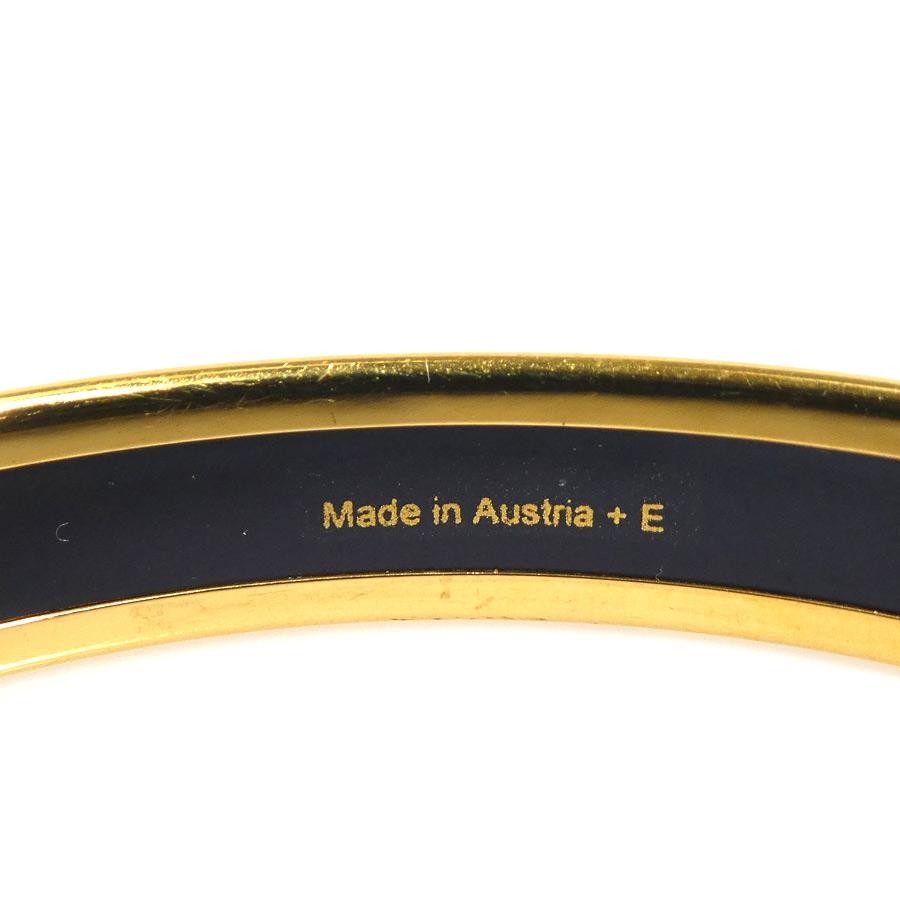 HERMES Email Bangle Bracelet Women’s Gold Black Red e61813a 7.5in Enamel