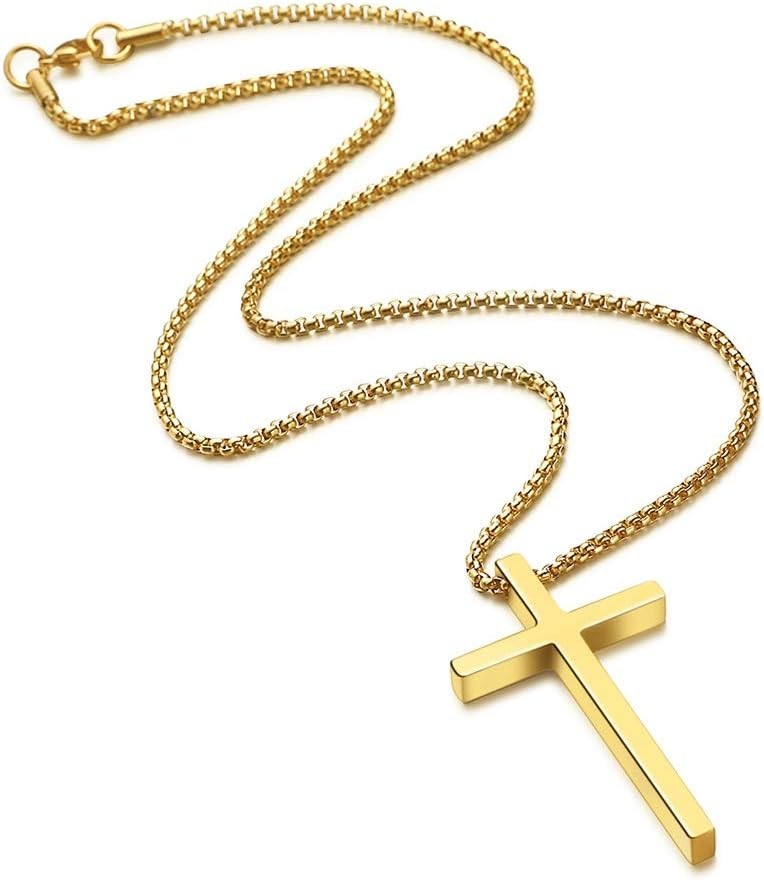 Elegant Stainless Steel Cross Necklace for Men & Teens – Adjustable 16-30 Inches