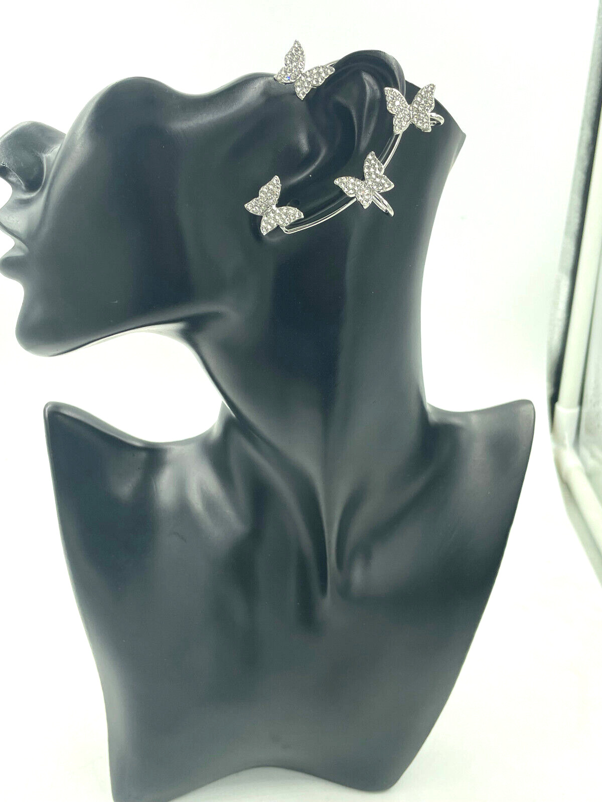 Crystal Butterfly Wrap Cuff Earring Silver LEFT EAR