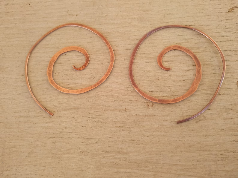 1 Pair Pure Copper Healing Spiral Hook Earrings, Jewelry Spiritual Kriya