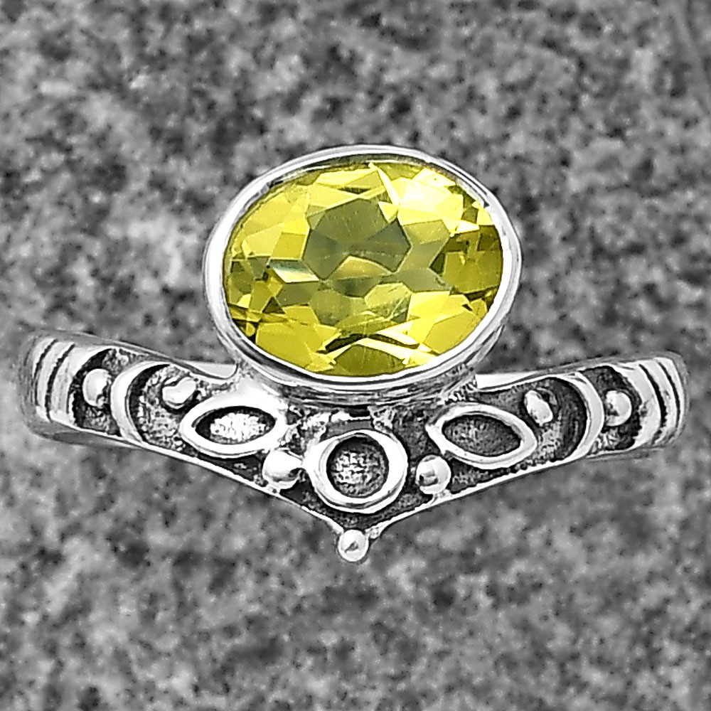 Boho Ornate Vintage Style Oxidized Gemstone Ring in 925 Silver for Women DGR1121