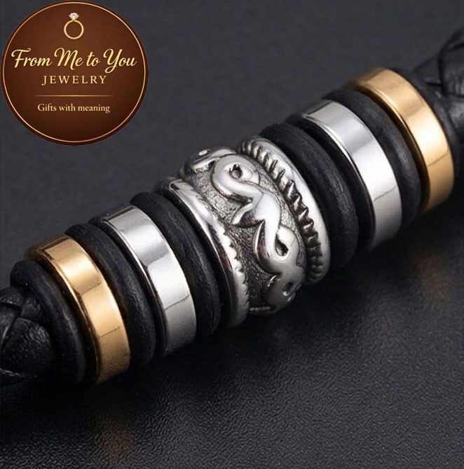 Gift for him, Leather Love bracelet engraved for valentines day.