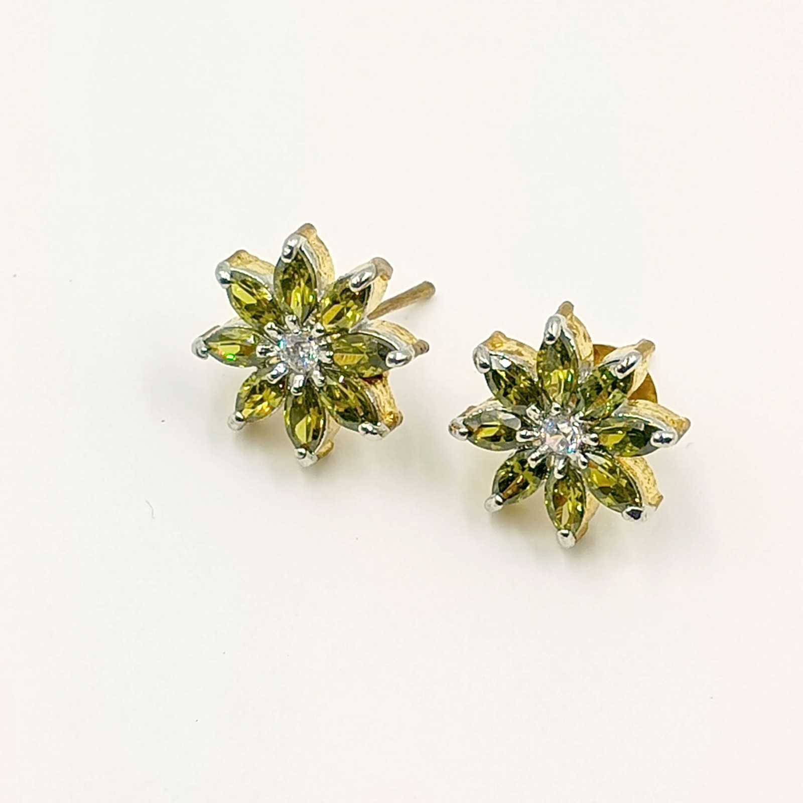 Traditional Handmade Peridot CZ Studs 22k Gold Plated South Indian Fashion