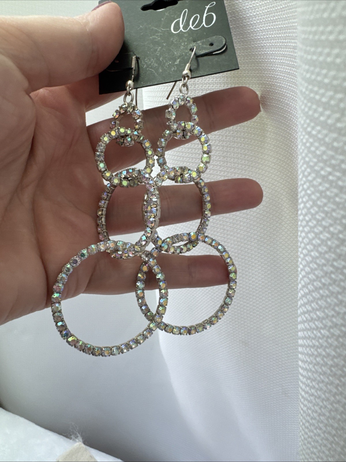 y2k 1990s STATEMENT Boho iridescent silver pearl glam career 8 pair Earrings Lot