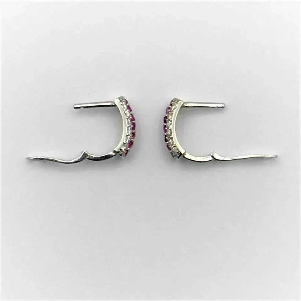 14K White Gold Plated 2Ct Round Cut Simulated Sapphire Women’s Hoop Earring
