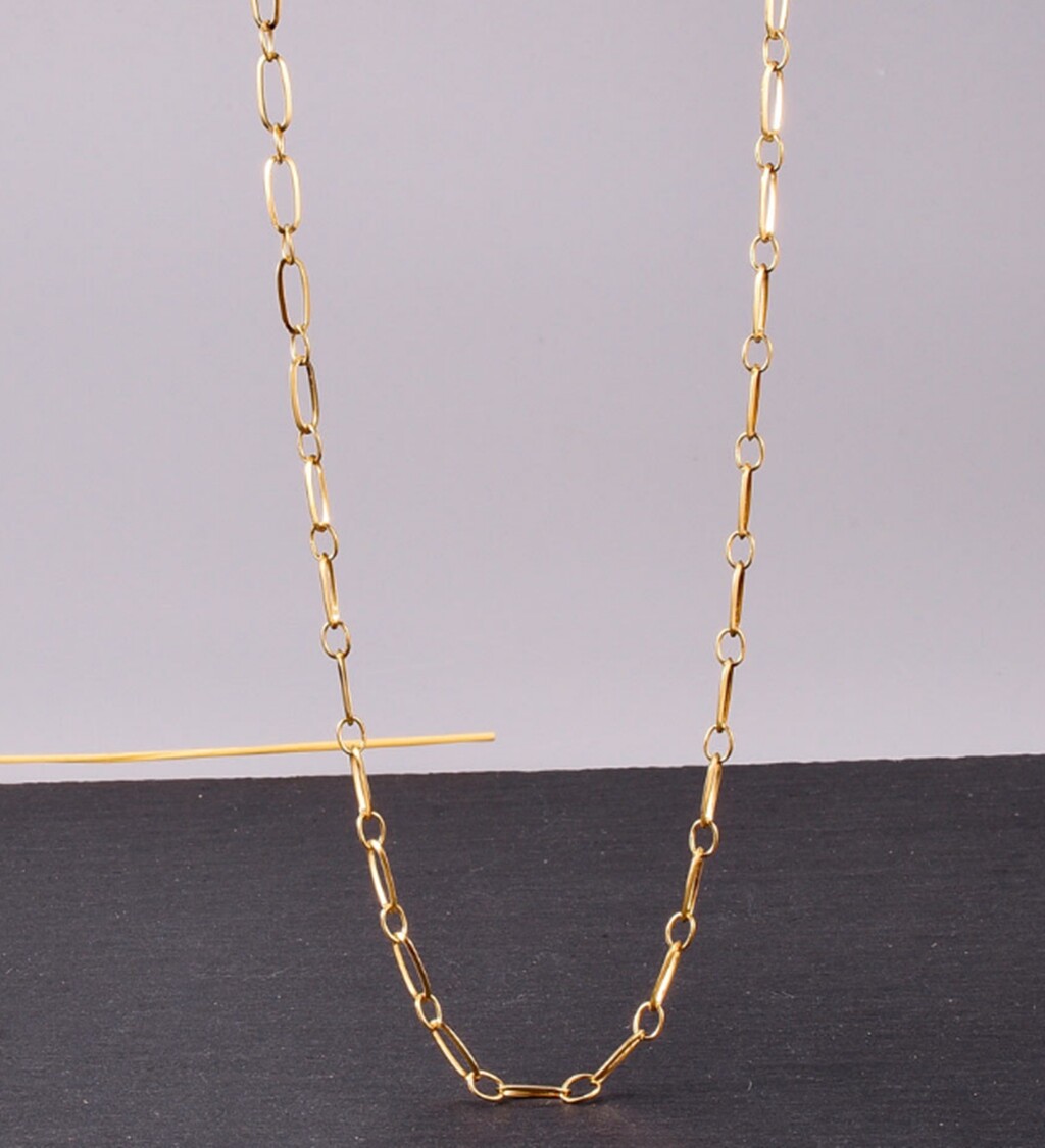 Gold Plated Titanium Stainless Steel Link & Connect Chain Choker necklace 17-19″