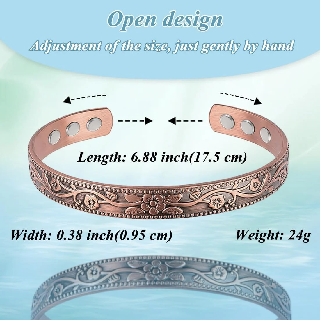 Vicmag Copper Magnetic Bracelet for Women Ultra Strength Magnetic Bracelets 99.9