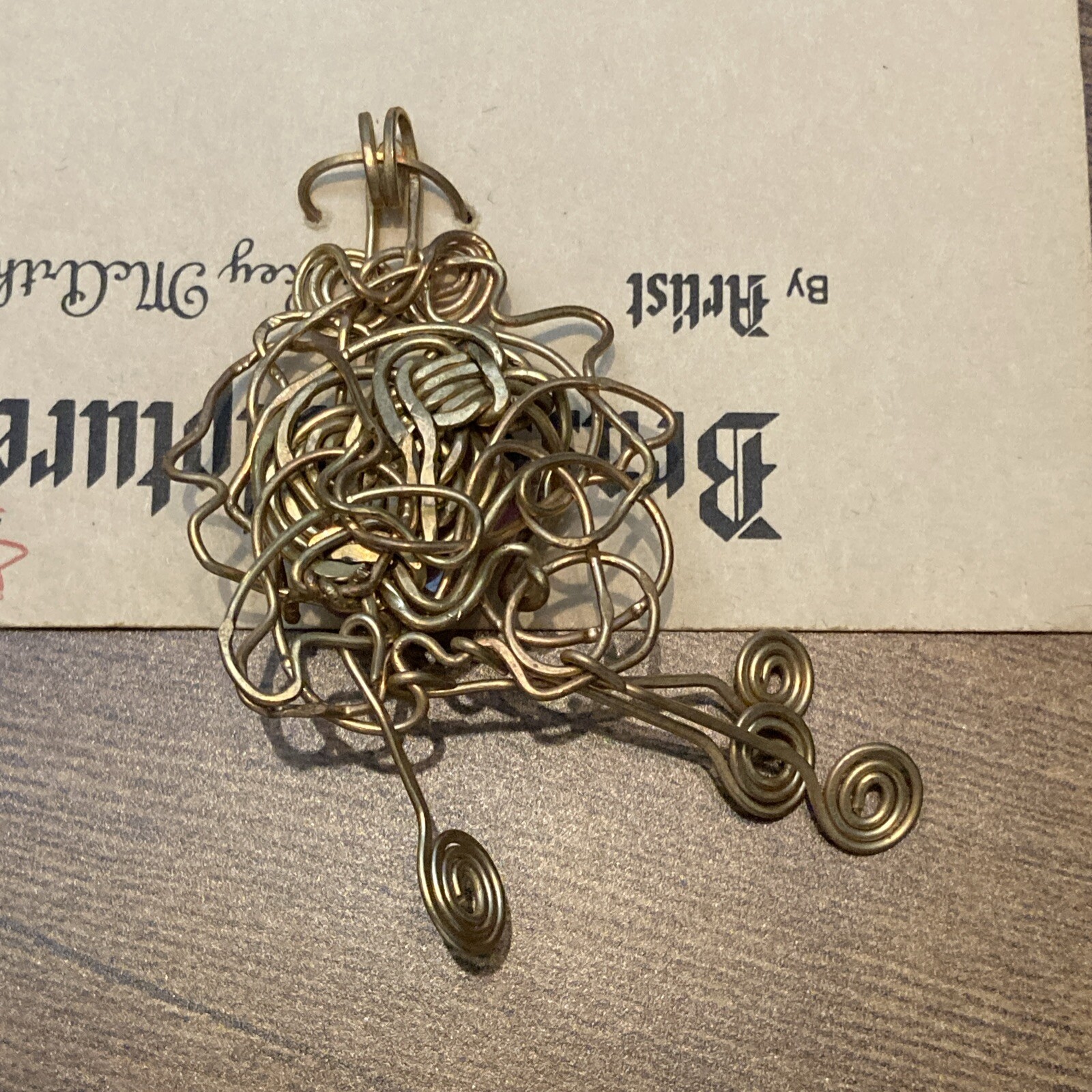 Wire Wrapped Brass Rhodochrocite Handmade Pendant 3″ Gemstone Jewelry