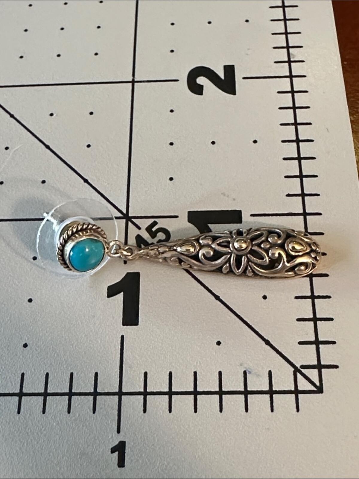 NWT Samuel B. Sleeping Beauty Turquoise and Silver Filigree Teardrop Earrings