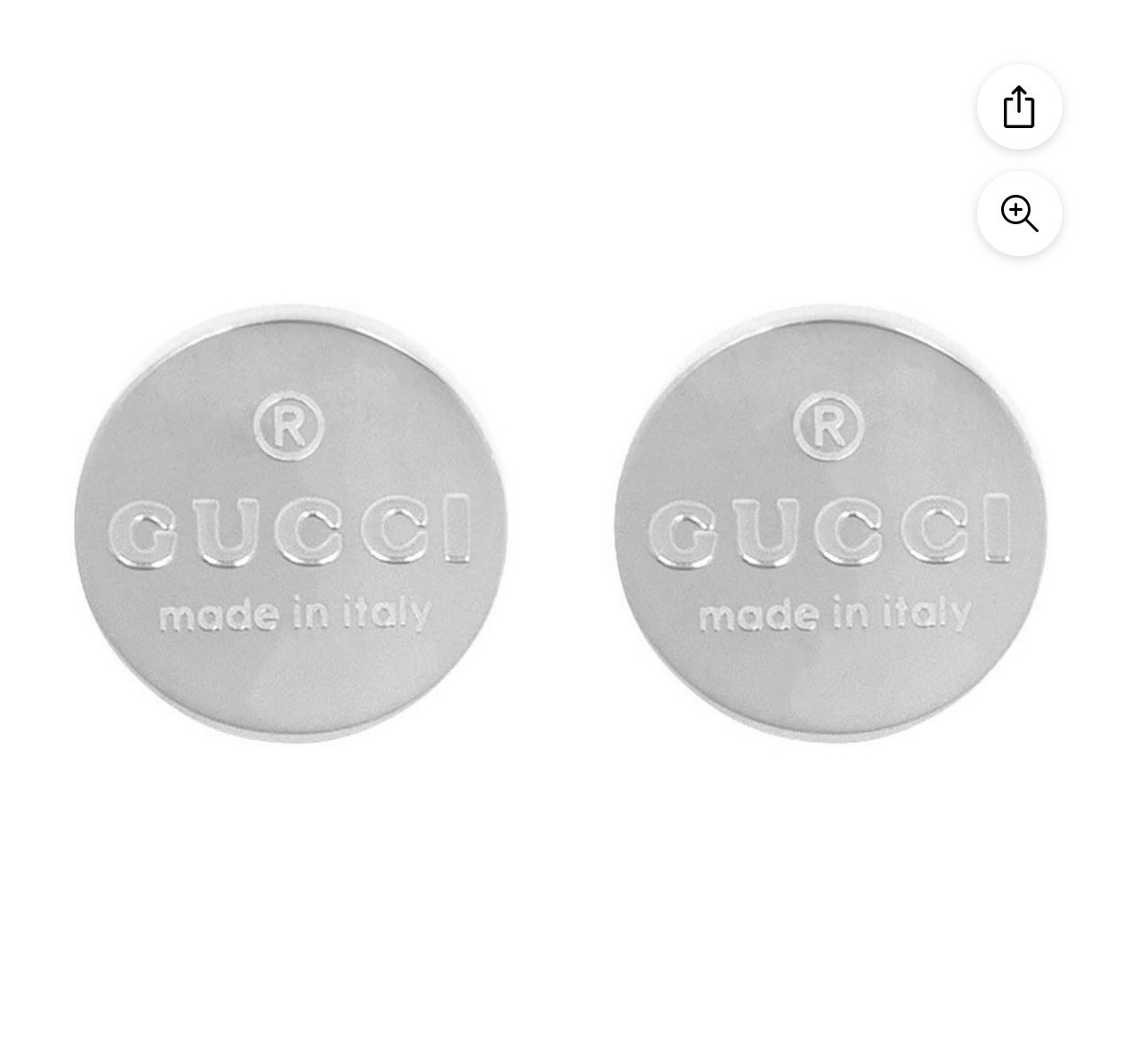Gucci Round Logo Stud Earrings Silver Tone Engraved Signed Butterfly Made Italy