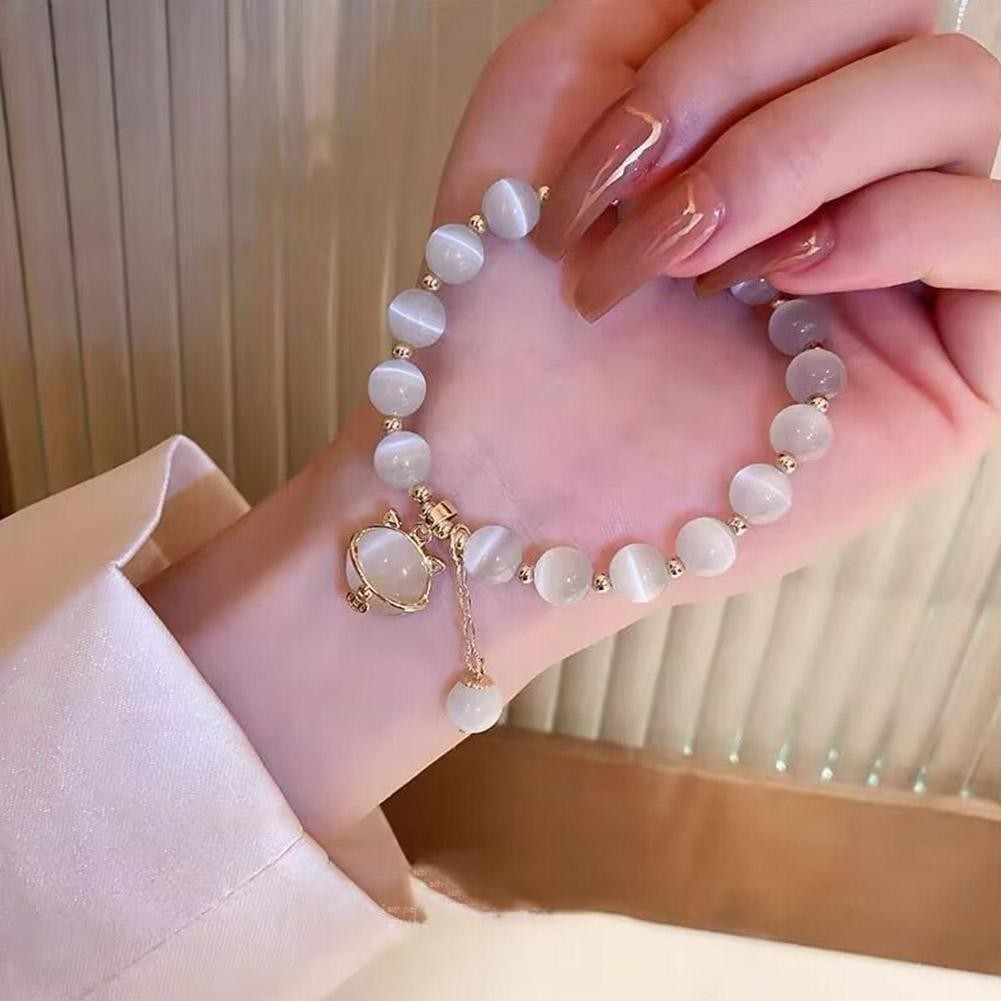 Lucky Moonstone Beads Cat Bracelet Attracting Wealth Women Jewelry Gift US
