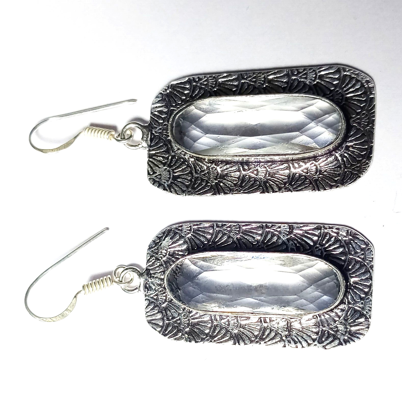 Top White Crystal Gemstone Handmade Earring Jewelry Earring Size 1.5 Inches