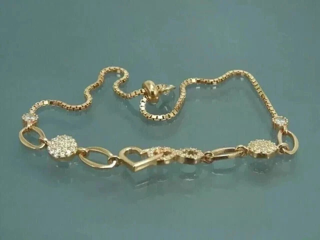 5Ct Round Simulated Diamond Sterning Women Bolo Bracelet 14k Yellow Gold Plated