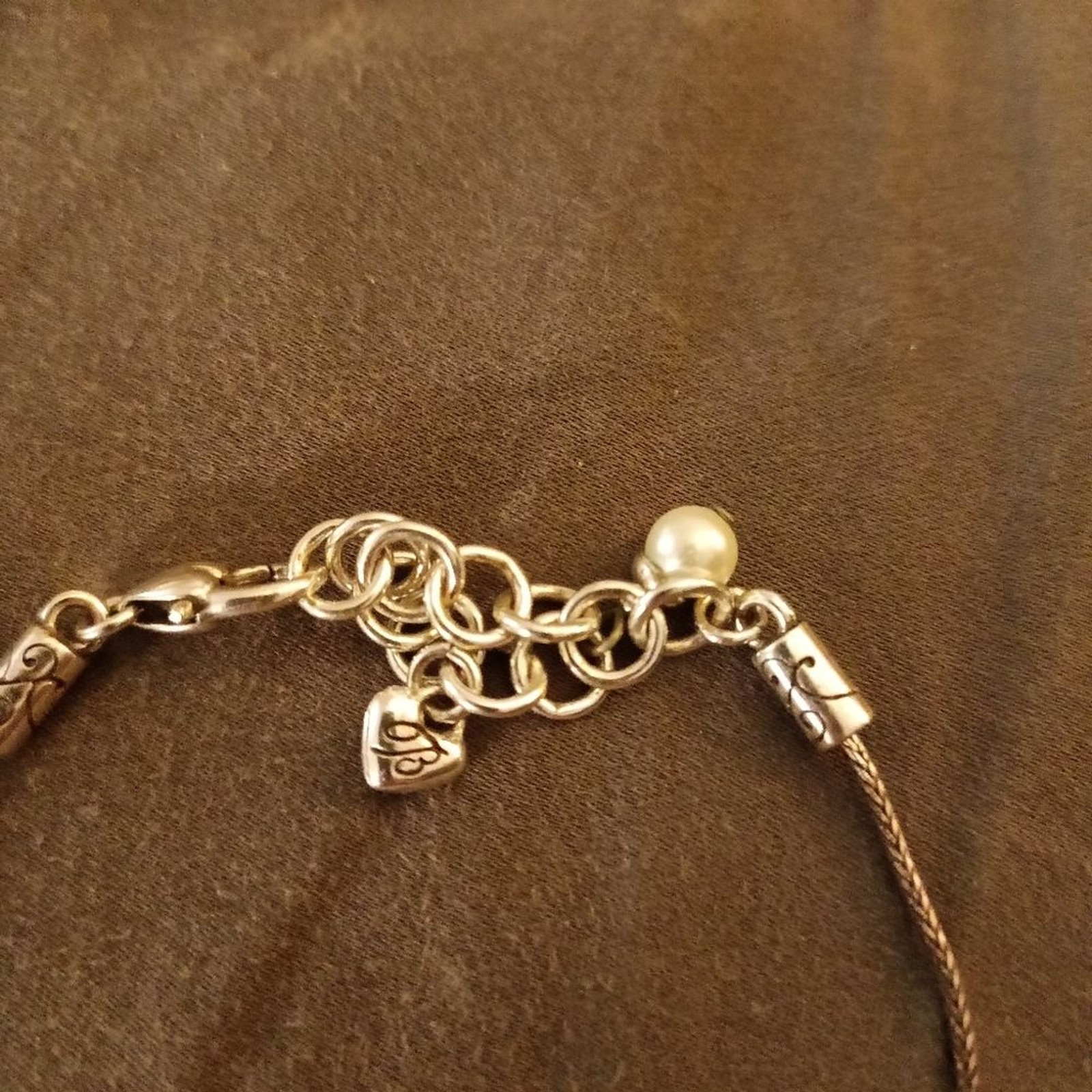 Brighton silver tone and faux pearl charm necklace