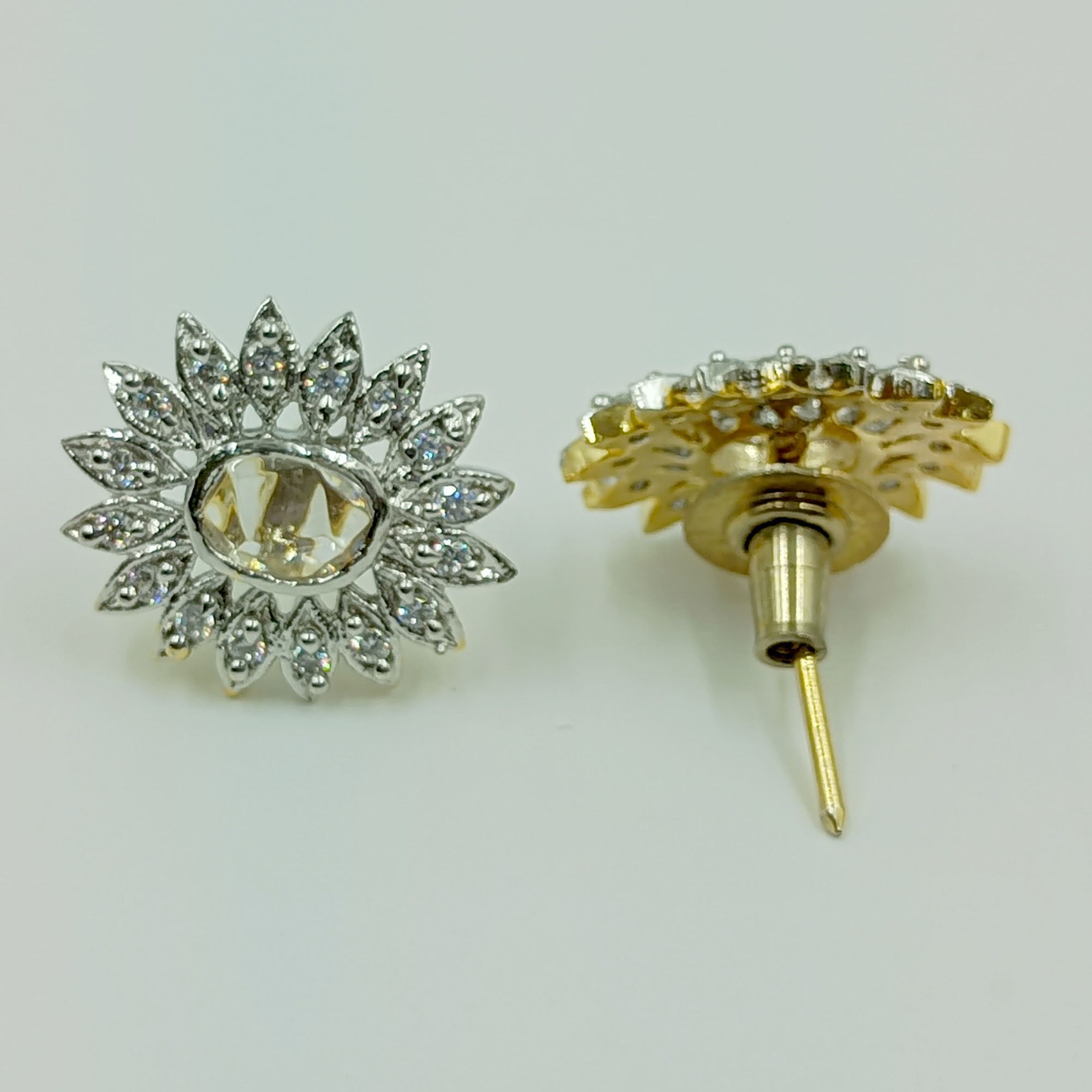 22k Gold Plated Yellow Stone Stud Earring Traditional South Indian Fashion Jewel