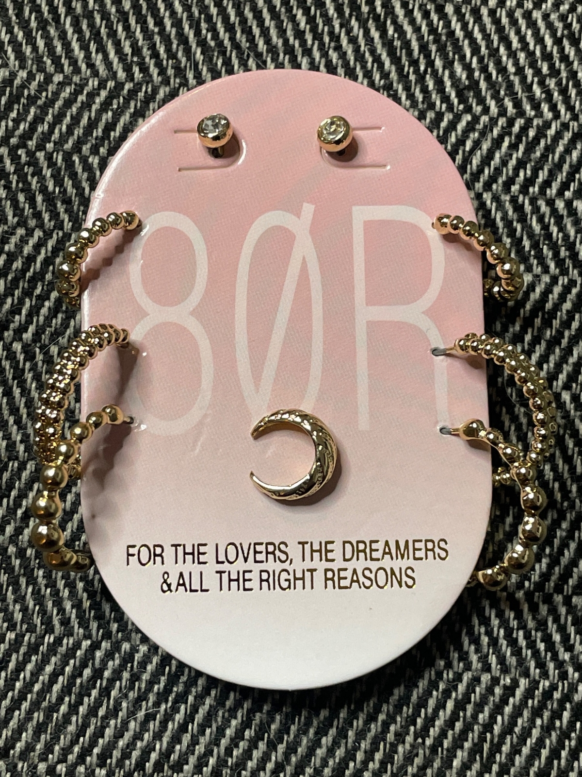 8 Other Reasons Bubble Earring Set in Gold New Womens hoops cuffs stud