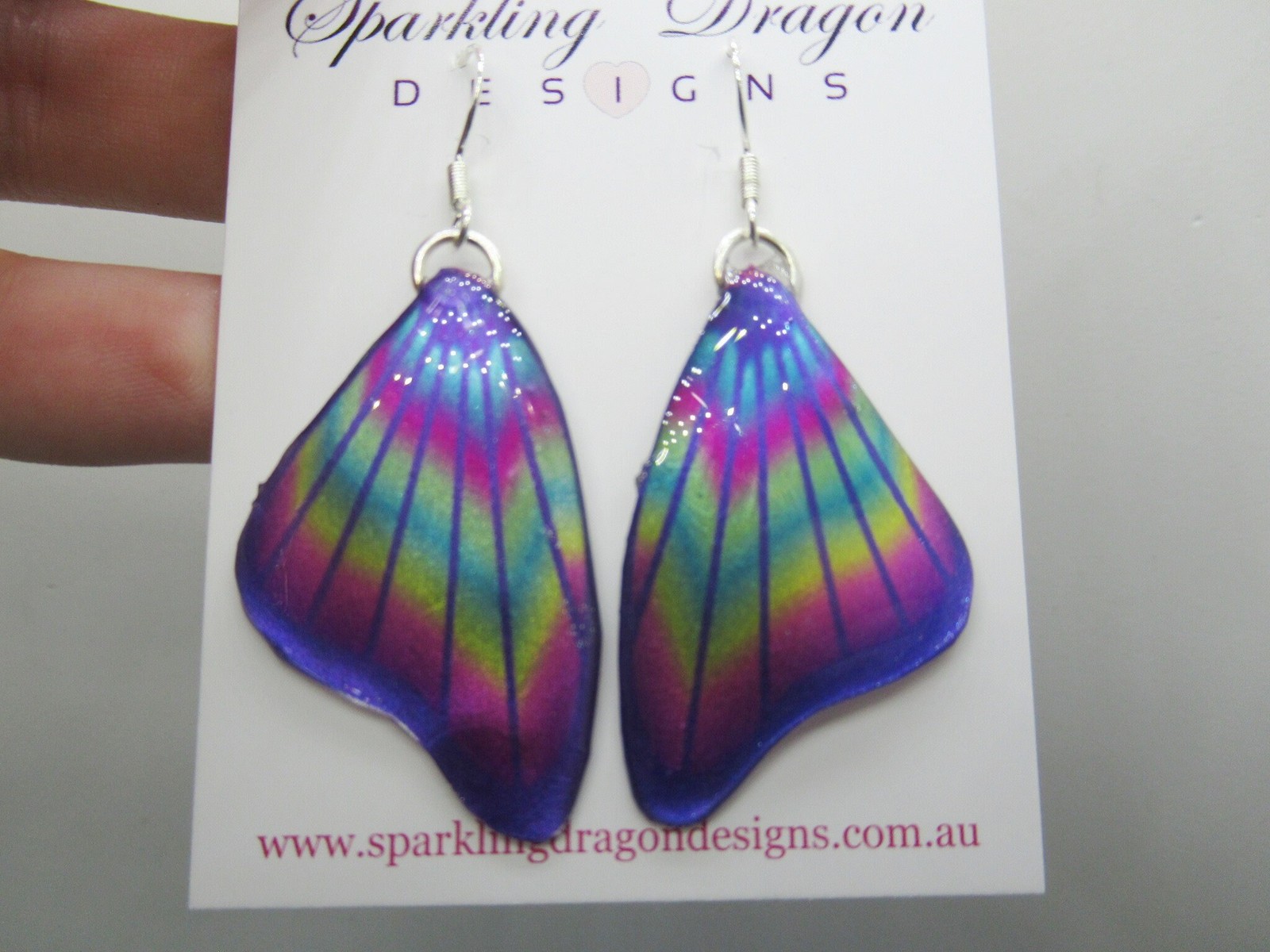 Butterfly Wing Earrings Purple & Rainbow- Fairy Jewellery, Fun Gift for her