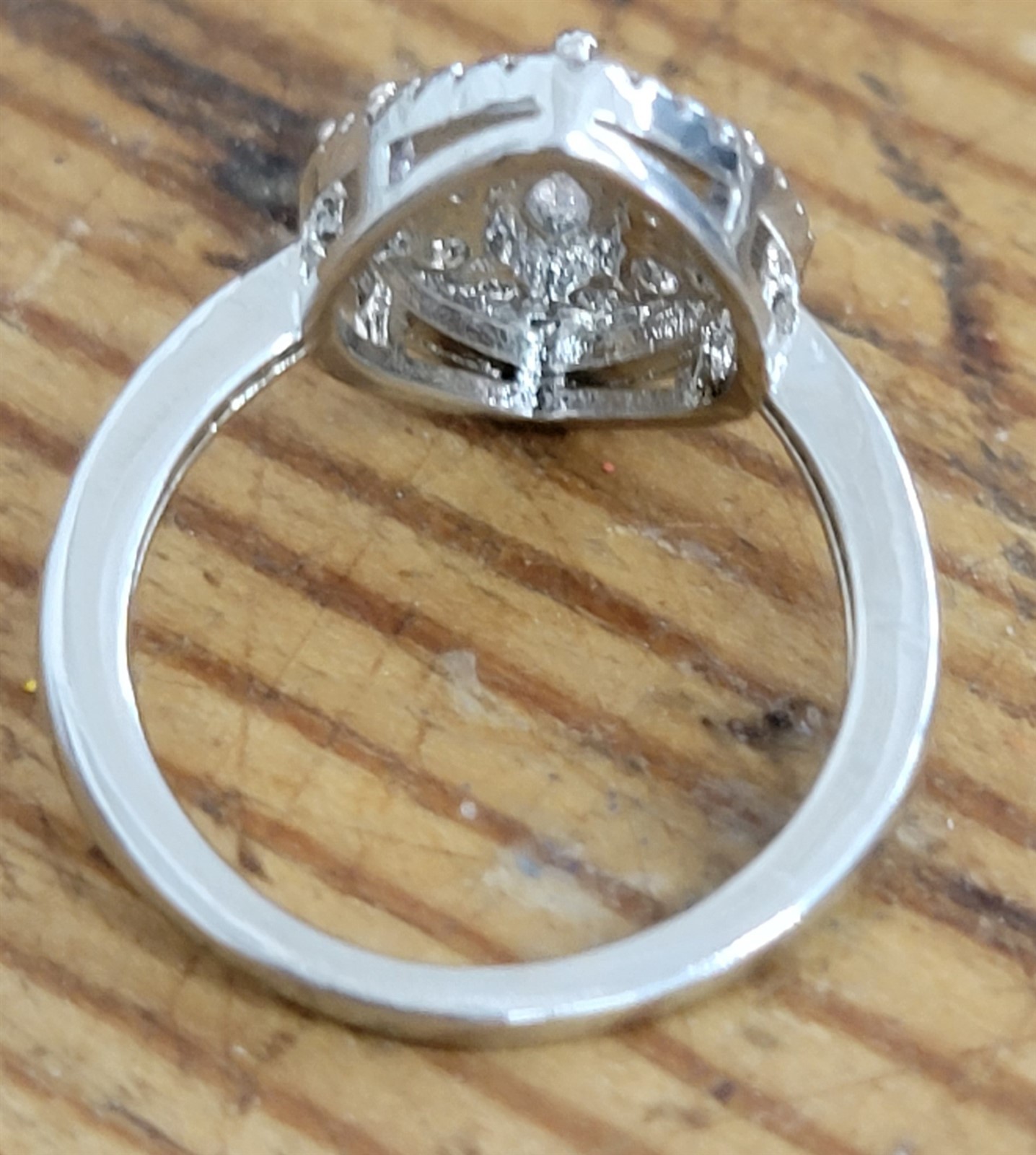 Victorian Trading 6 Clara’s Marquee Halo Promise Ring 925 Sterling 30G