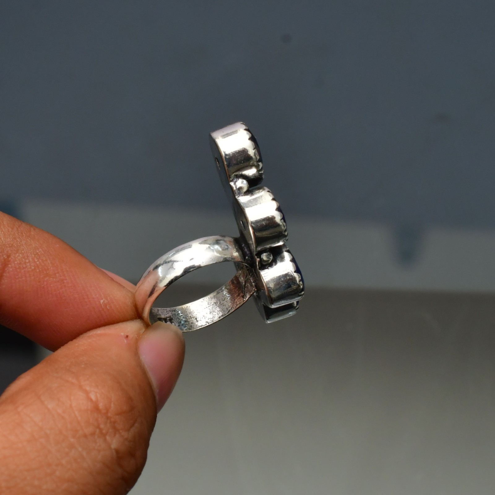 Blue Sapphire (Lab-Created)Gemstone 925 sterling silver Handmade Ring- All Size