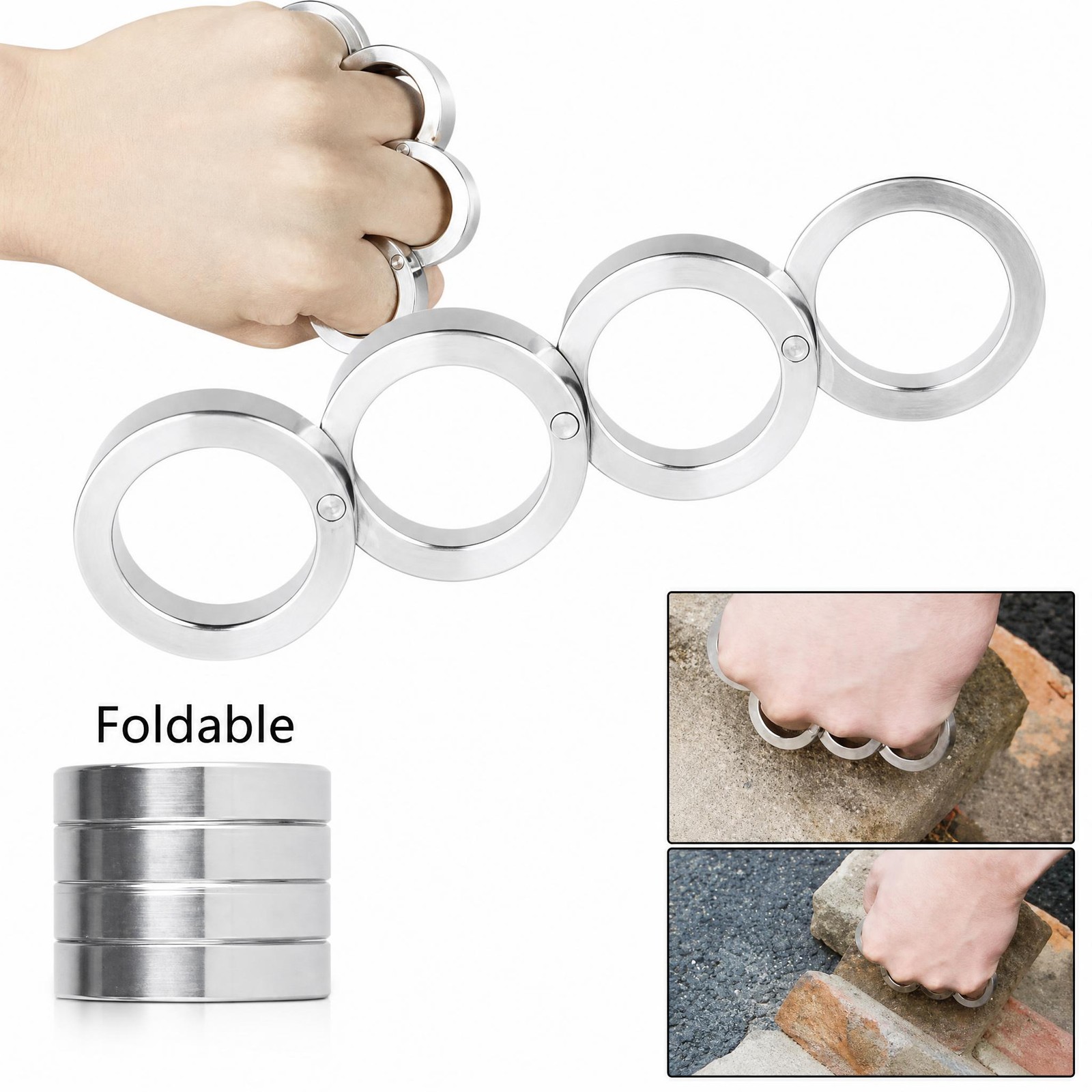 4pcs Outdoor Rotatable Folding Clasp Ring Stainless Steel For Men Hiking