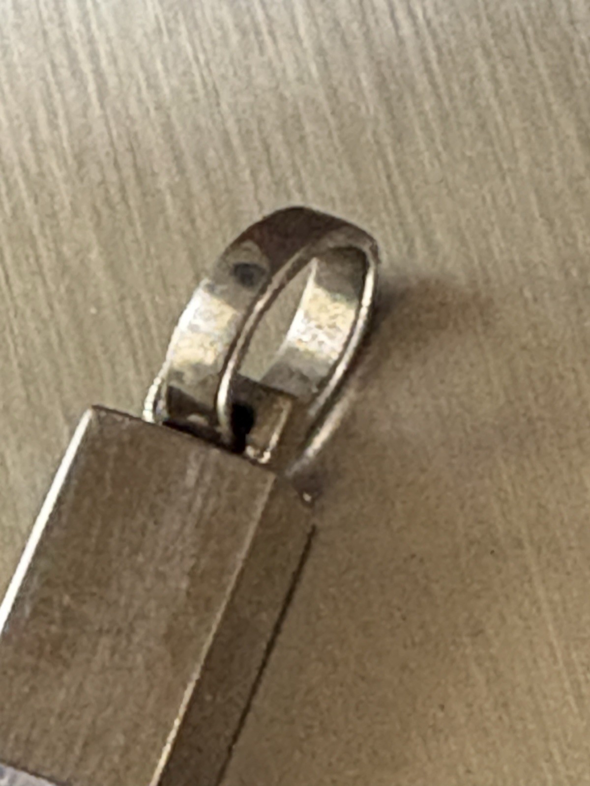 Titanium And Sterling 925 Rectangle Bar Pendant With Small Diamond Accent UNISEX