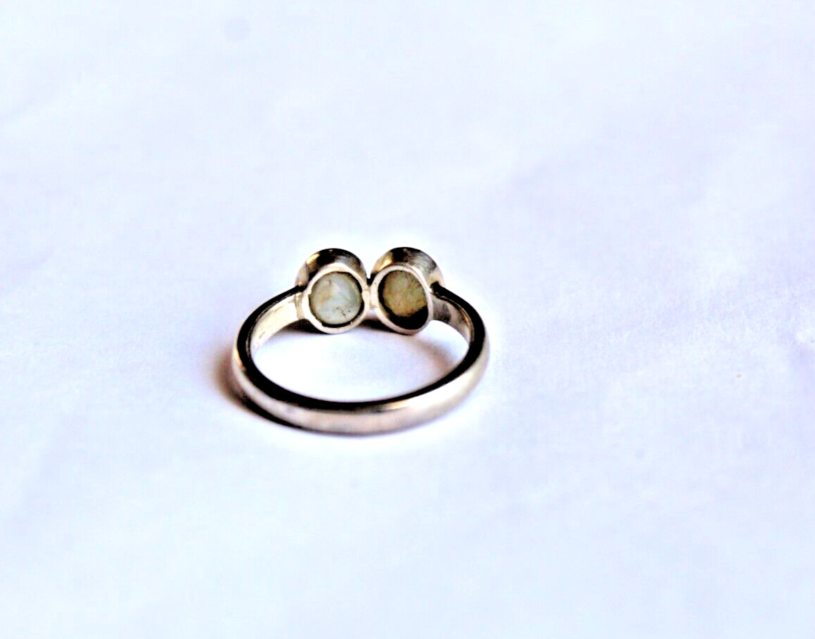 925 Sterling Silver White Rainbow Oval Cut Gemstone valentine’s day Gift Ring