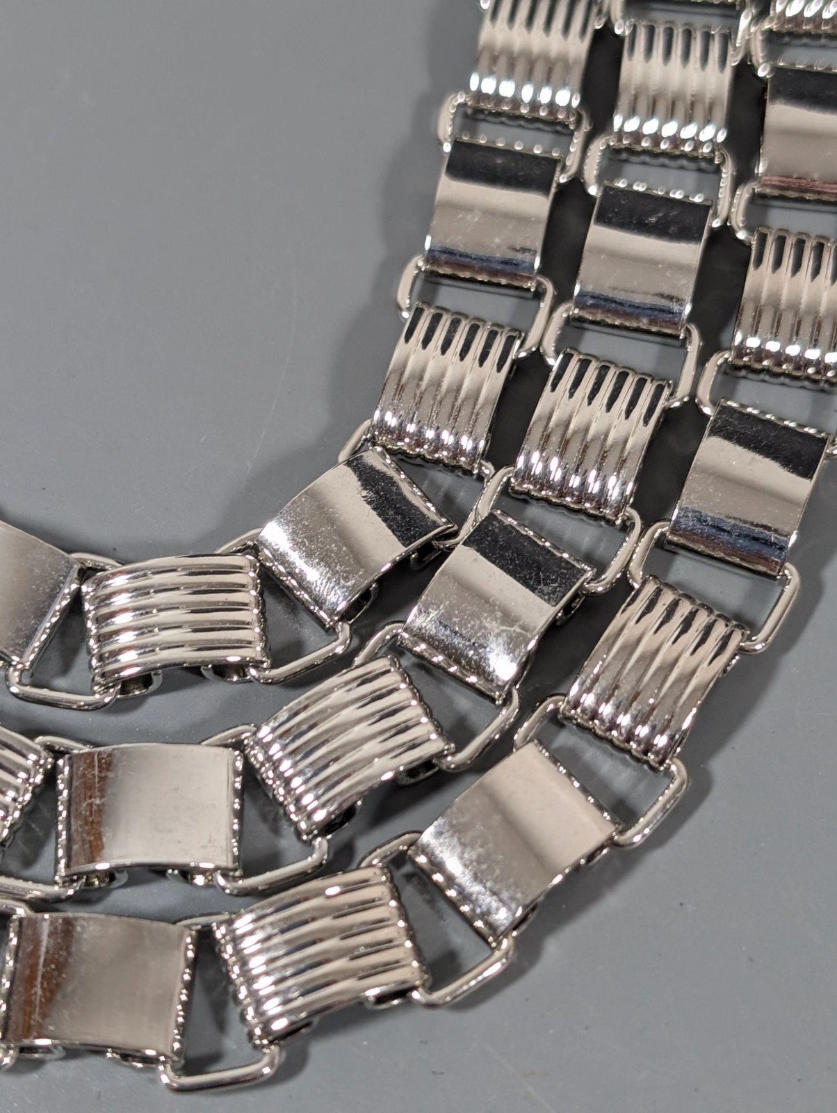 Worthington Silver Tone Triple Book Chain Layer Statement Necklace 17 in