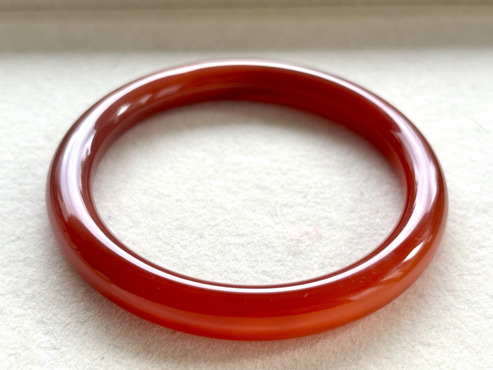 54.5mm Carnelian Red Agate Bangle Full Round with White Cloud Accent