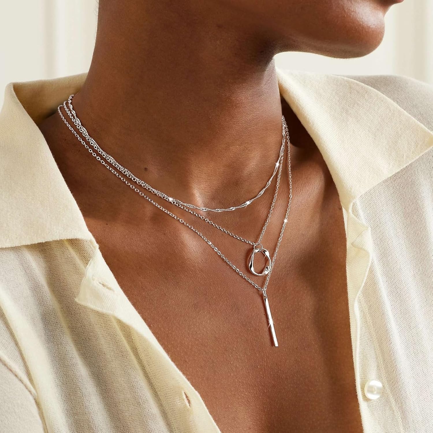 Versatile Sterling Silver Layered Necklace Set – Perfect Gift for Any Occasion