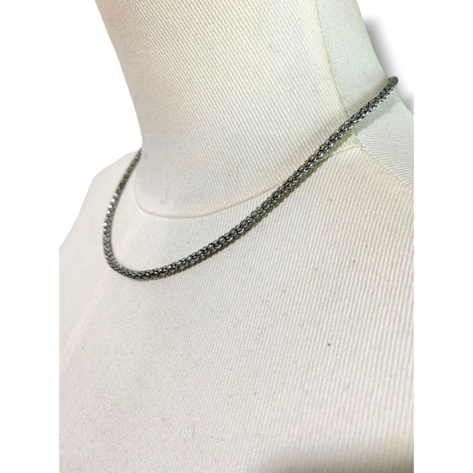 Silvertone Chain Necklace Round 17″ + 2.5″ Extender Lobster Clasp