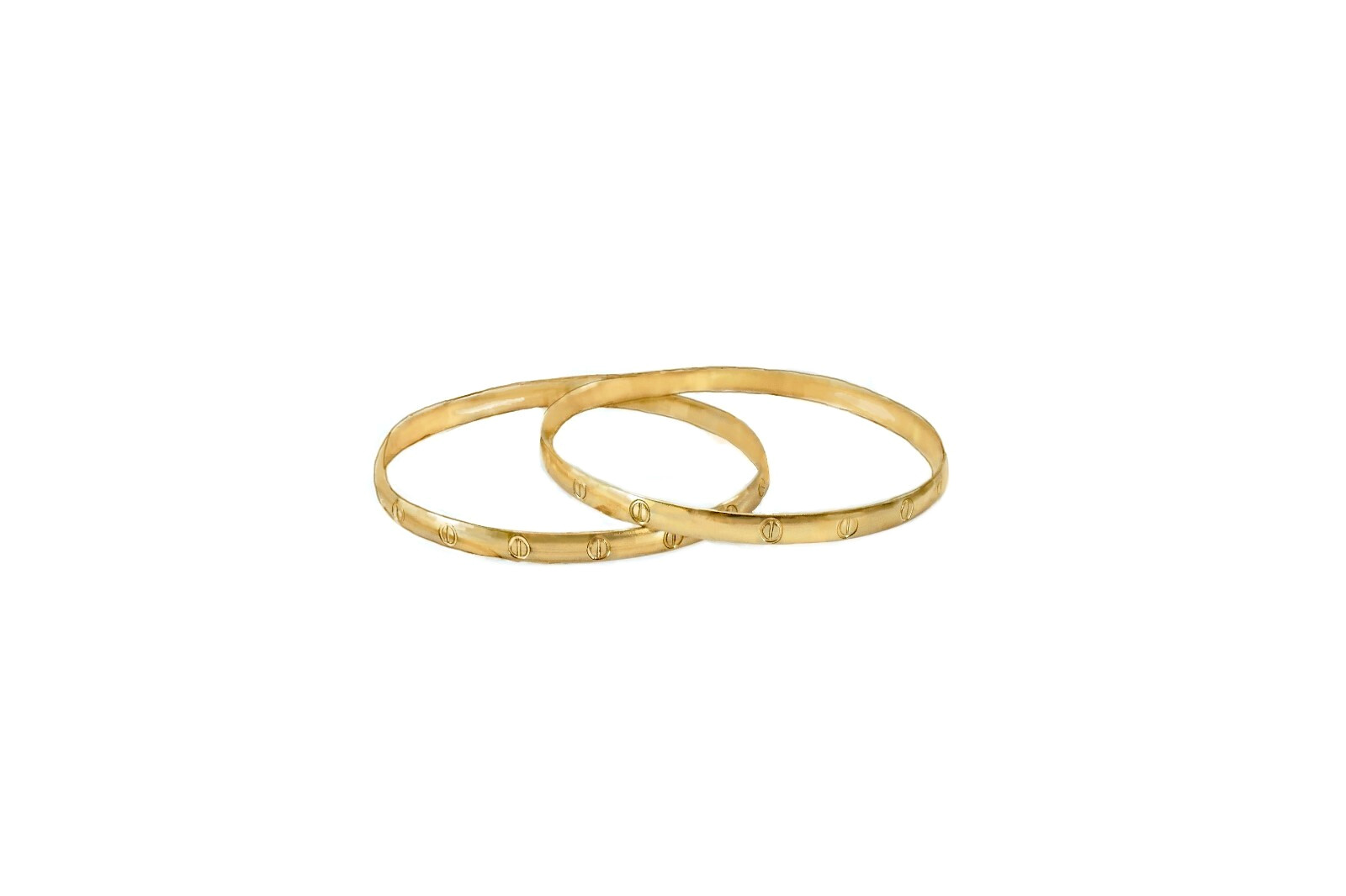 Vintage 14K Gold Filled Set Pair Bangles 4.5mm Mirror Polish Handcrafted Stacka