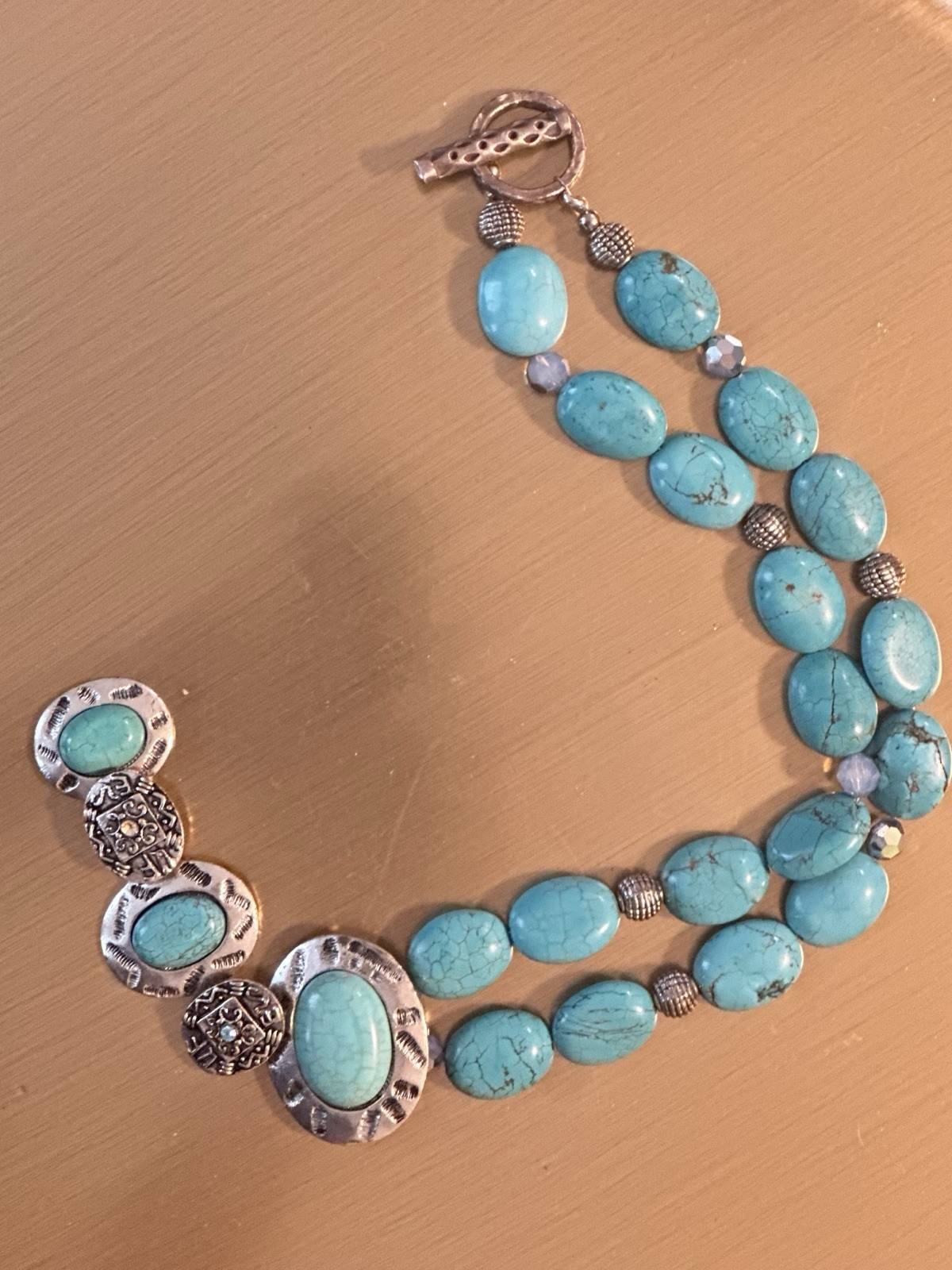 Erica Lyons Women Semi Precious Stone Necklace Long Silver Tone Chain