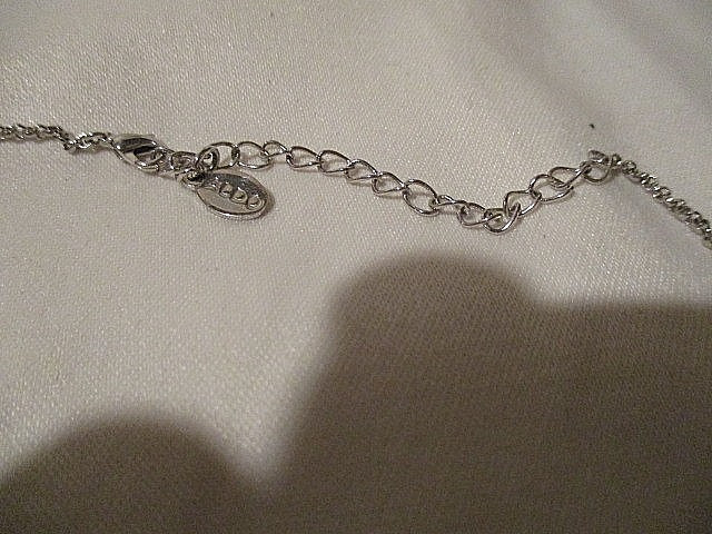ALDO Silvertone 16″ w/2.5″ Extender Chain Double Rings-1 Plain 1 w/Rhinestones