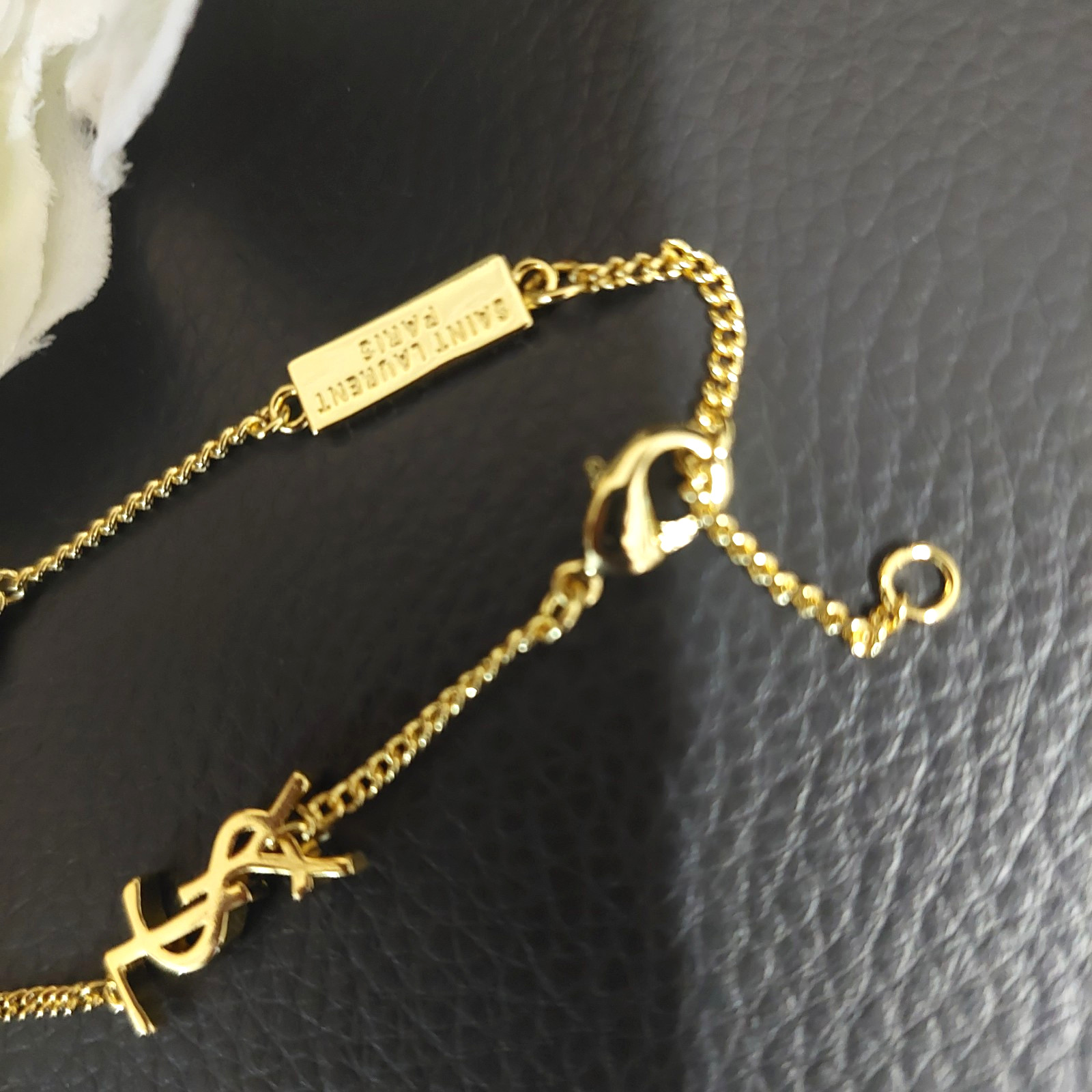 YSL Saint Laurent Heart Logo Charm Bracelet