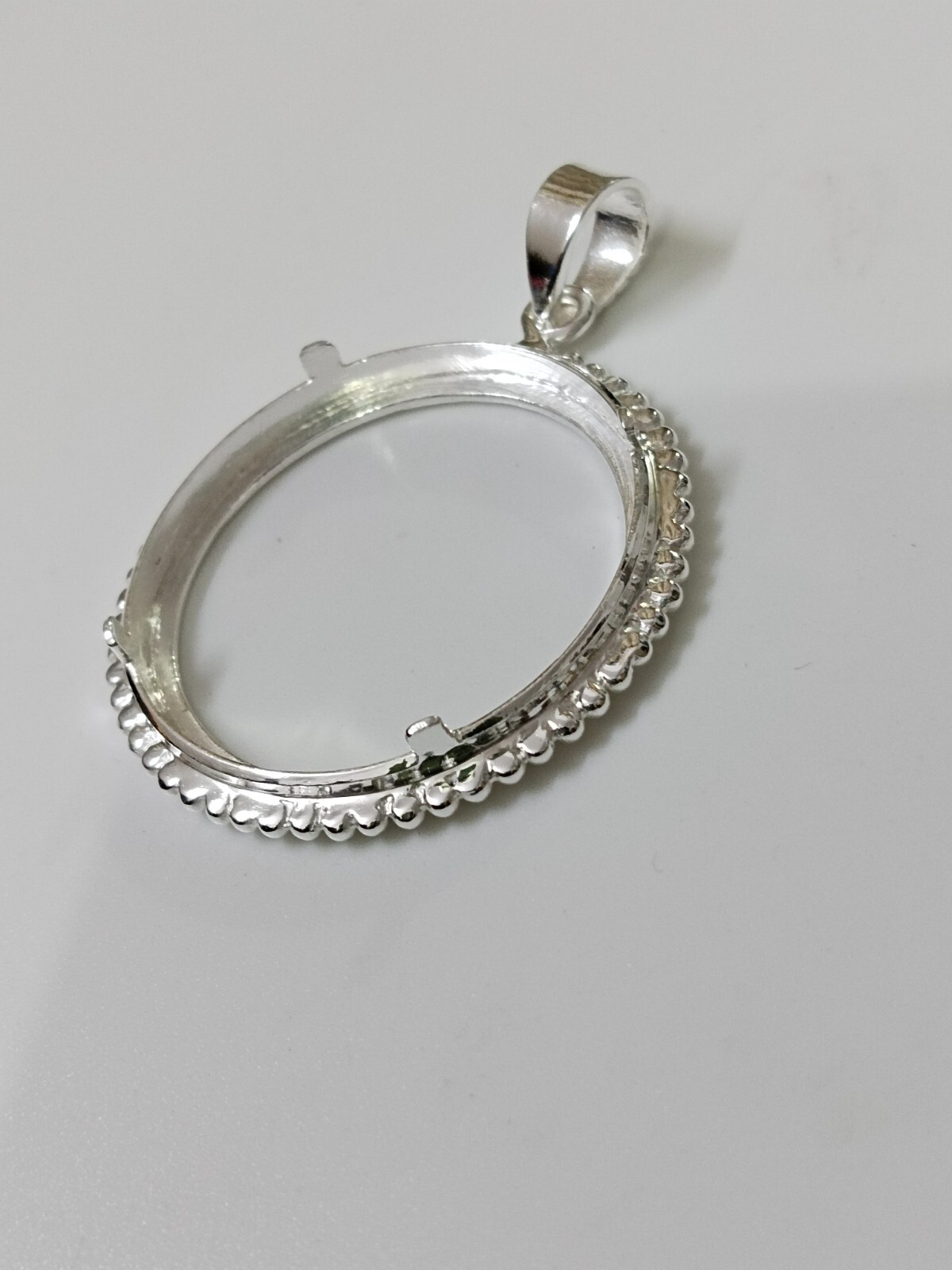 925 Sterling Silver Round Bezel Pendant prong jewelry Making Tools Coin