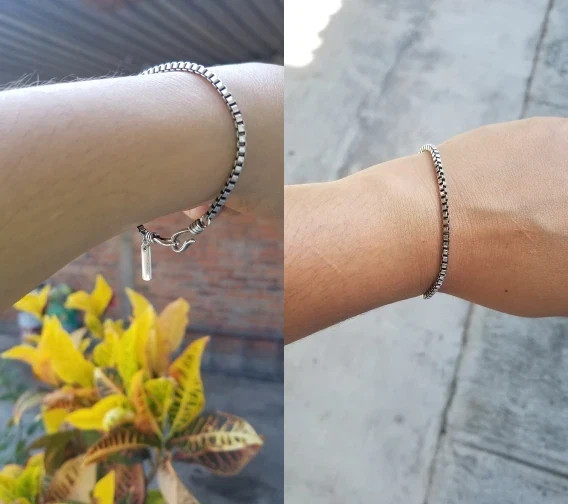 Women’s 925 Sterling Silver Beads Handmade Retro, Geometric Bracelet Gift.