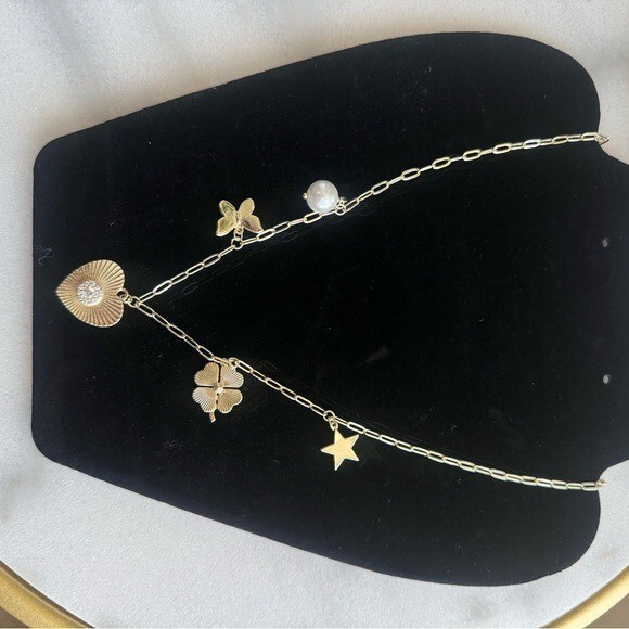Jennifer Miller 14k Gold Plated & CZ Heart Charm Necklace