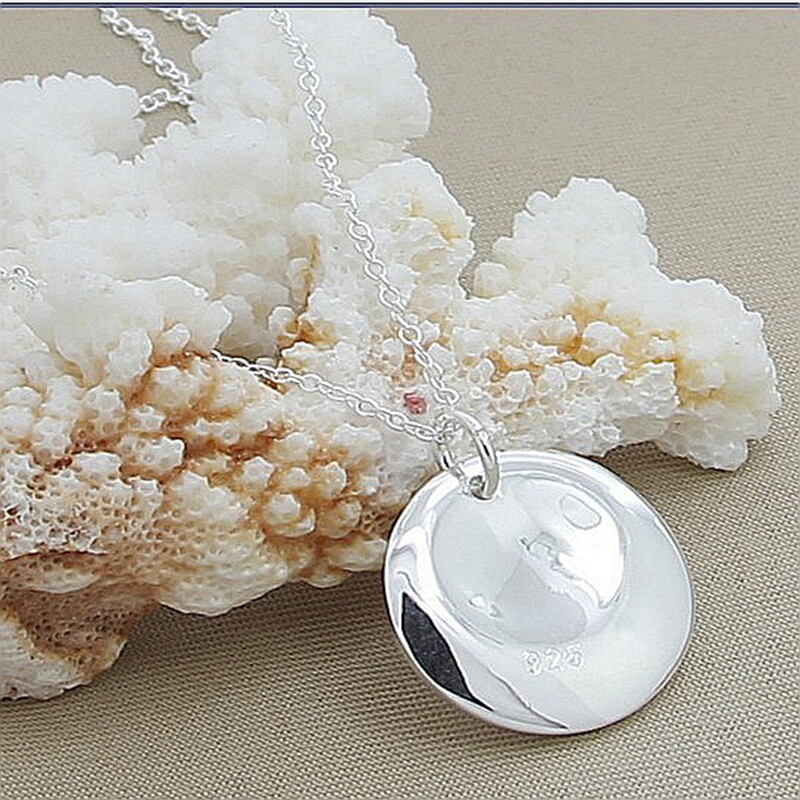 Fashion Jewelry Elegant 925 Sterling Silver Bump Round Pendant Necklace Chain