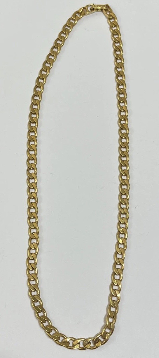 AVON BRANDED HEAVY & THICK GOLD TONE CURB LINK CHAIN NECKLACE
