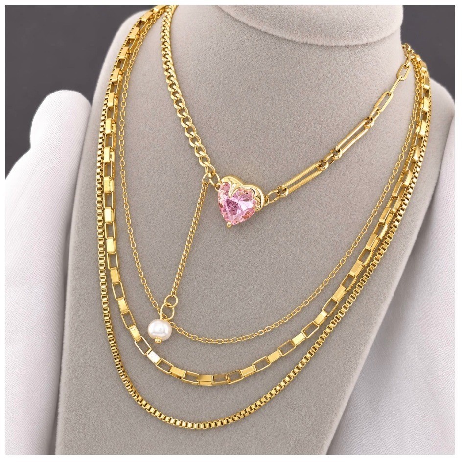 Beautiful Triple Layer 18K Gold Chain Necklace