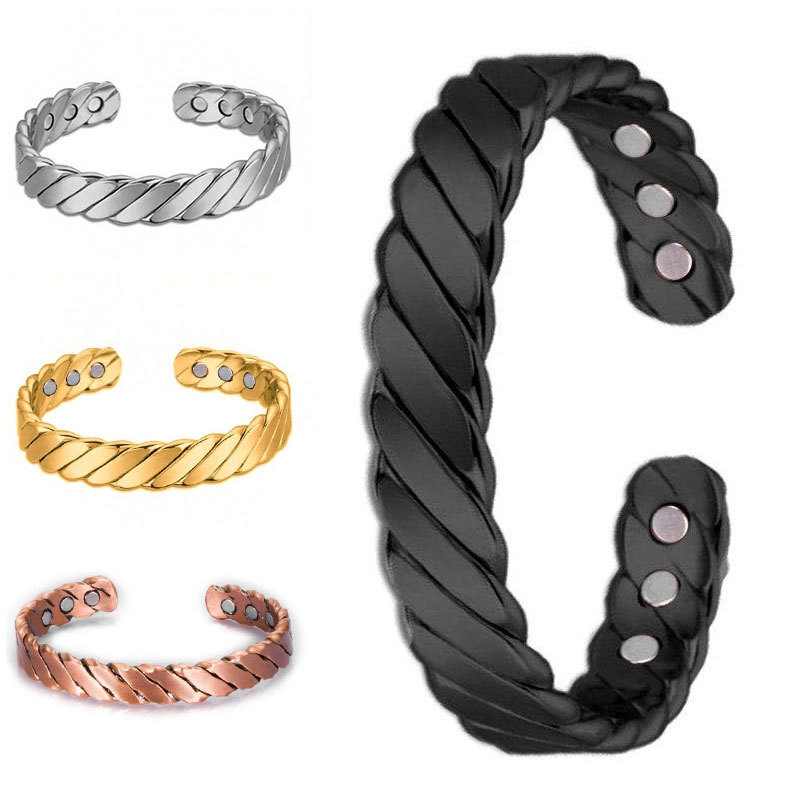 Magnetic Therapy Bracelet Plated Copper Arthritis Pain Relief Twisted Open Cuff